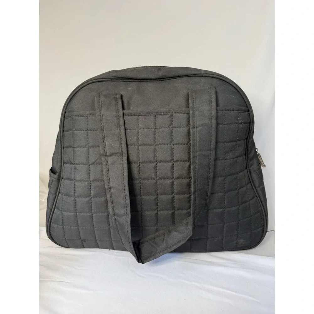 Gaiam Yoga Gym Bag Black Quilted With Water Bottle Pocket & Mat Holder 15x12x7in